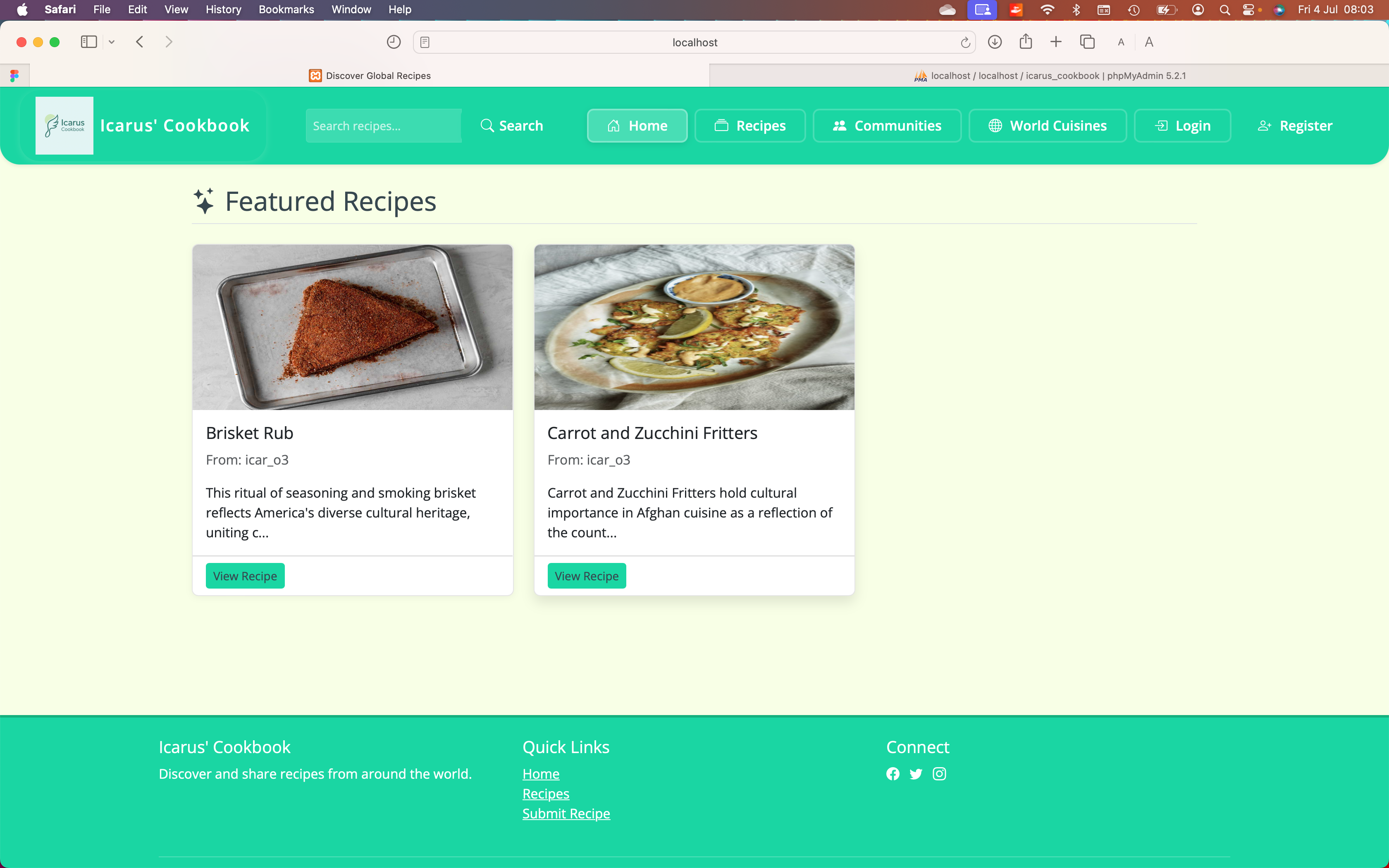 Icarus Cookbook Homepage
